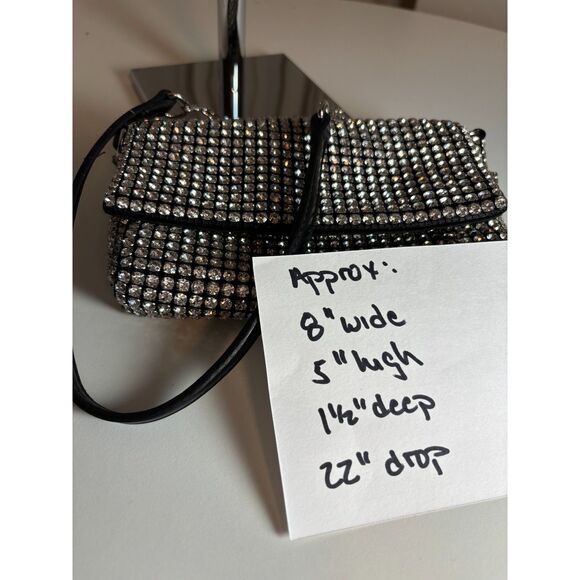 Sondra Roberts "Scarlet Grace" black evening rhinestone clutch/ shoulder bag. - Picture 6 of 7